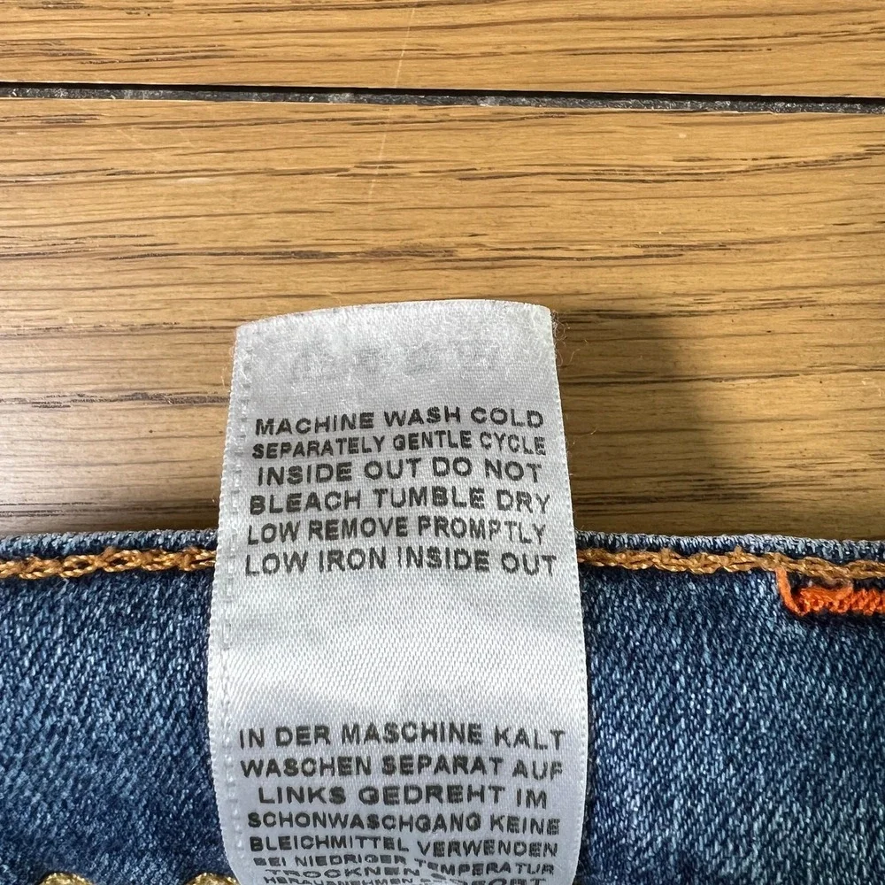 True‎ Religion Mens Rocco Relaxed Skinny Jeans 34x32 Blue Distressed Stretch